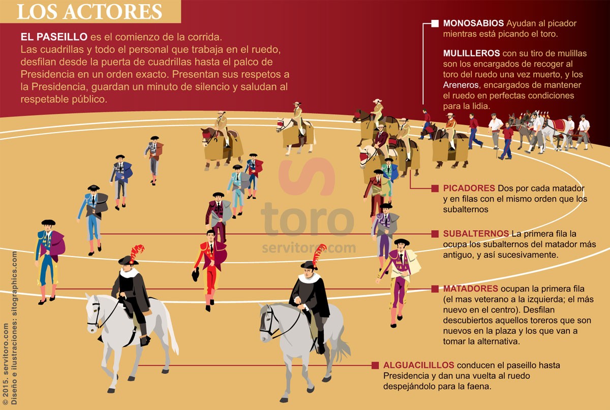 Bullfighters, their troupes and all people who work in the bullfight